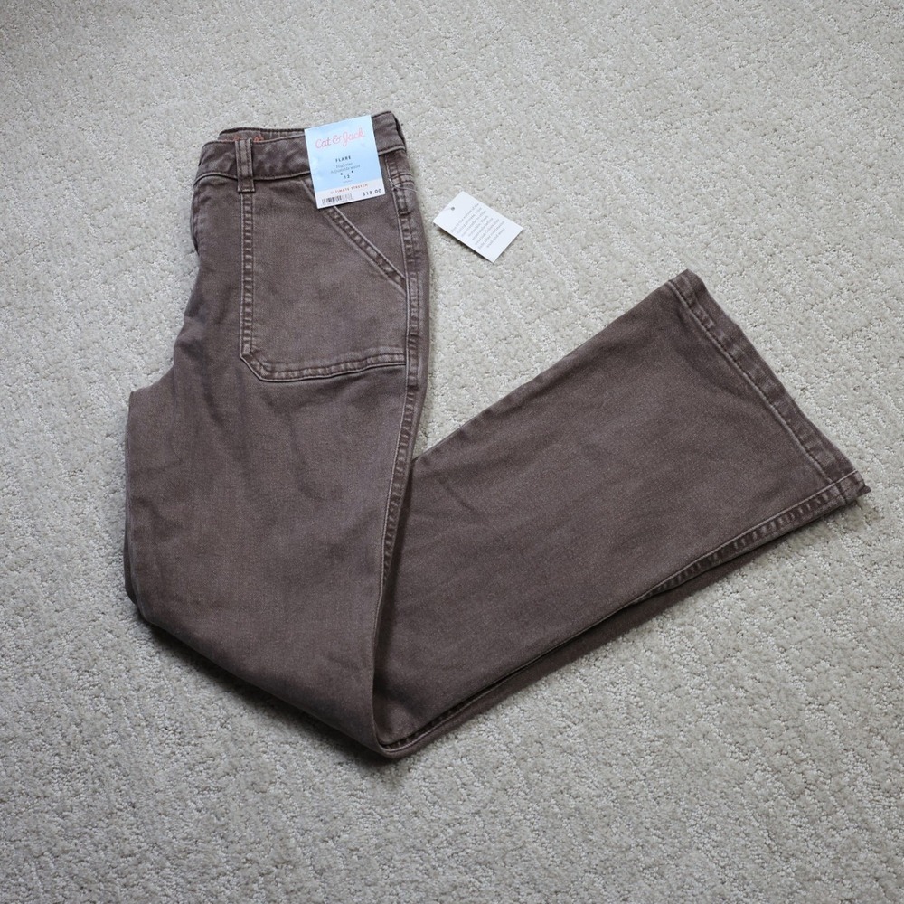 Cat & Jack Girls Brown Flare High Rise Ultimate Stretch Pants 12